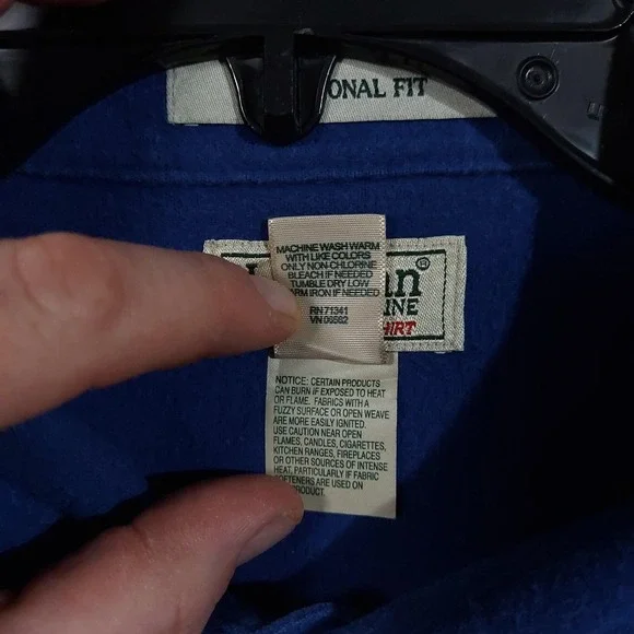 L.L. Bean Shirt Mens 2XL Blue Flannel Chamois Cloth Long Sleeve Shacket Heavy - Picture 5 of 13